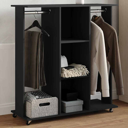 Wardrobe with Wheels 102x38x110 cm Engineered Wood Black