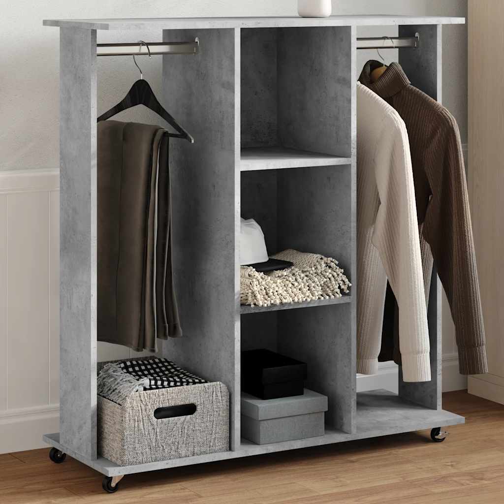 Wardrobe with Wheels 102x38x110 cm Engineered Wood Concrete grey