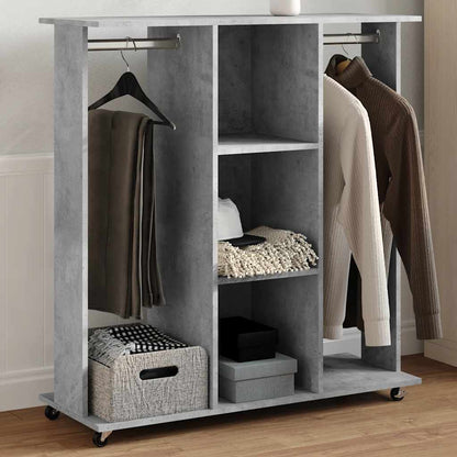 Wardrobe with Wheels 102x38x110 cm Engineered Wood Concrete grey