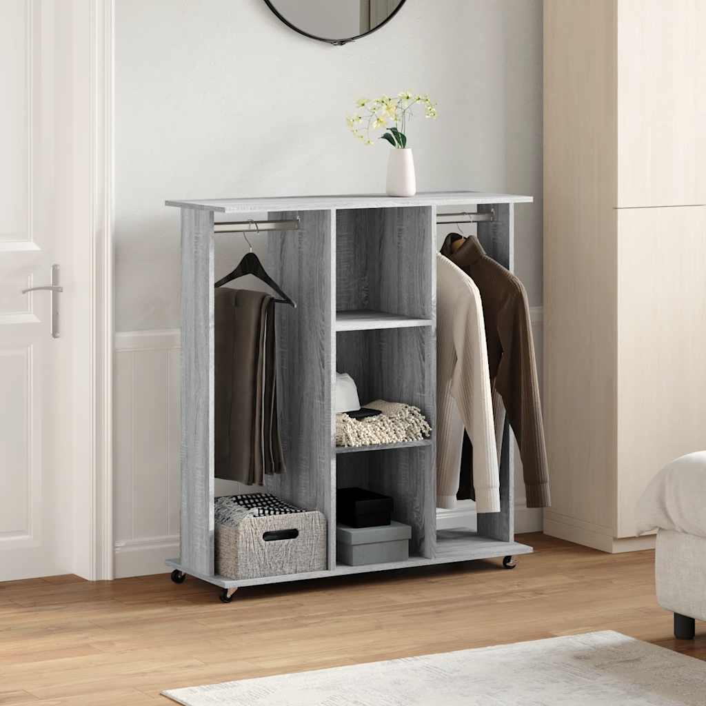 Wardrobe with Wheels 102x38x110 cm Engineered Wood Grey sonoma
