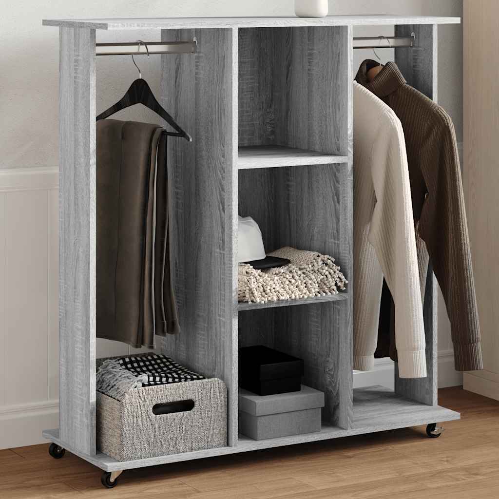 Wardrobe with Wheels 102x38x110 cm Engineered Wood Grey sonoma