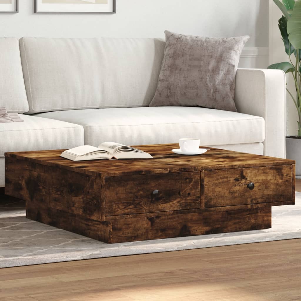 Coffee Table Engineered Wood Width 90 cm Smoked oak 28 cm 90 cm