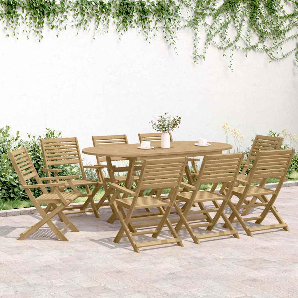 7 Piece Garden Dining Set Solid Wood Acacia With armrest