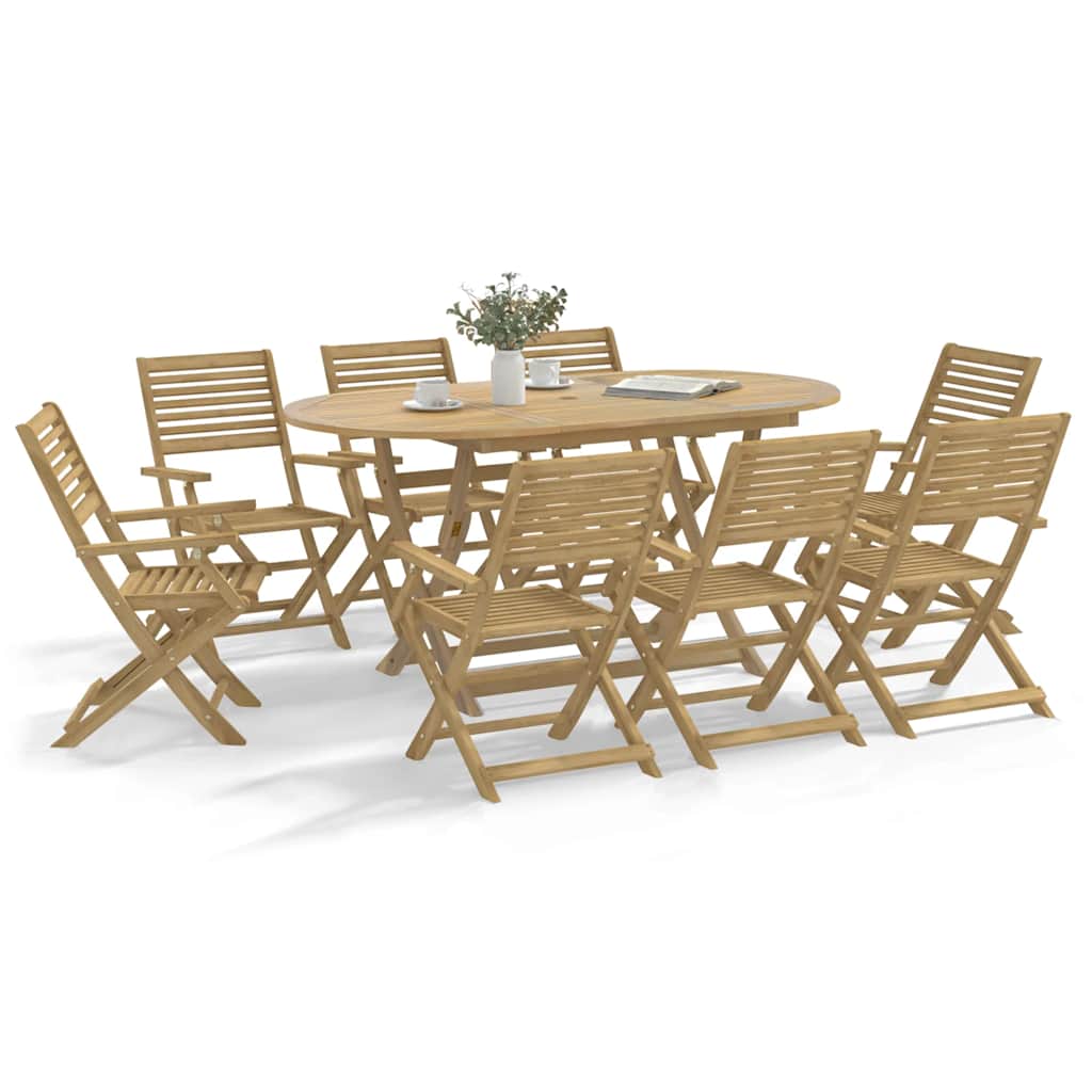7 Piece Garden Dining Set Solid Wood Acacia With armrest