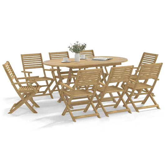7 Piece Garden Dining Set Solid Wood Acacia With armrest