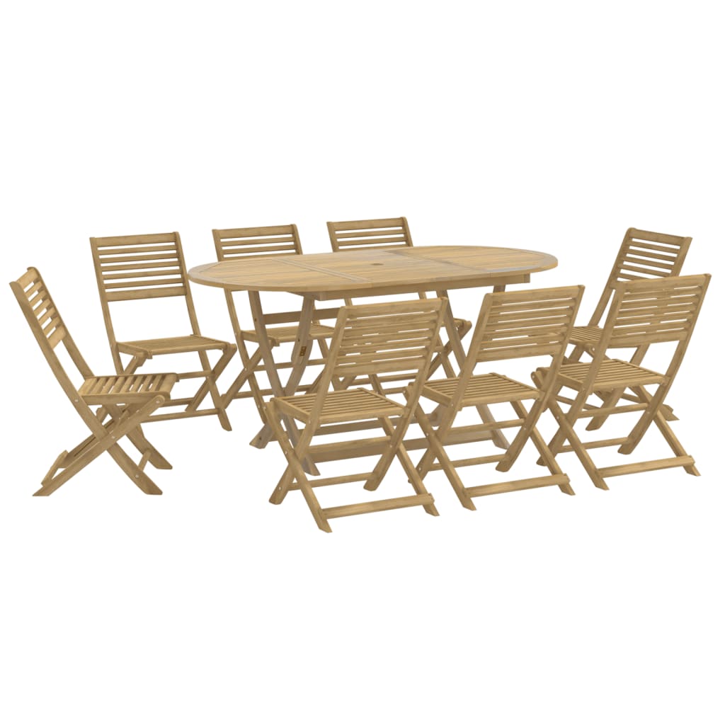 7 Piece Garden Dining Set Solid Wood Acacia Without armrest