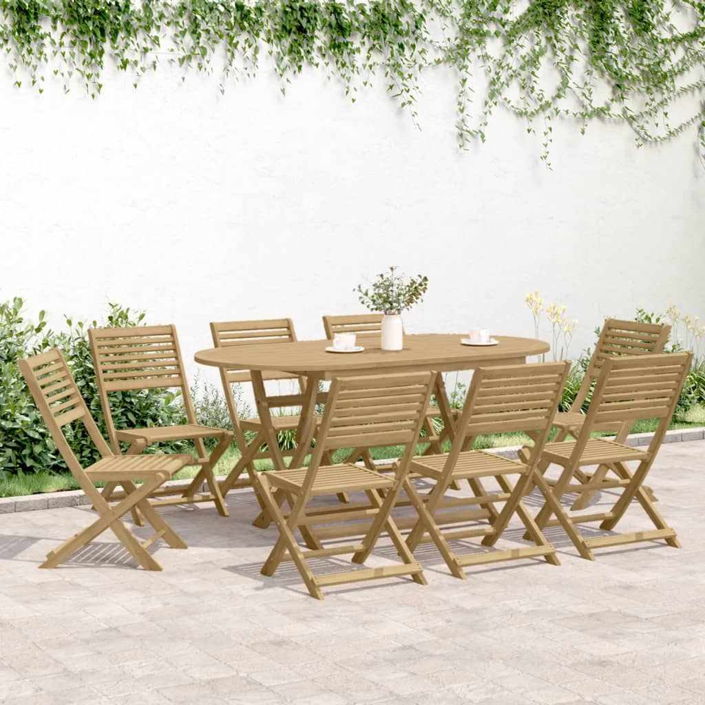 7 Piece Garden Dining Set Solid Wood Acacia Without armrest