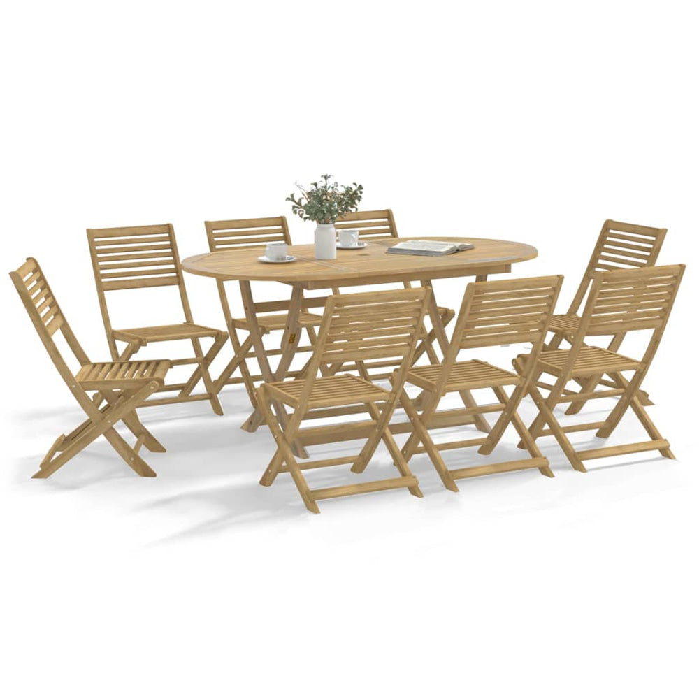 vidaXL 9 Piece Garden Dining Set Solid Wood Acacia