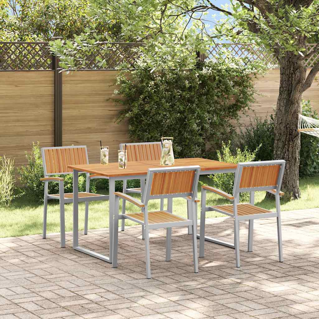 vidaXL Garden Dining Set 5 pcs Grey Solid Acacia Wood 1