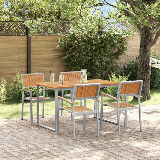 vidaXL Garden Dining Set 5 pcs Grey Solid Acacia Wood 1