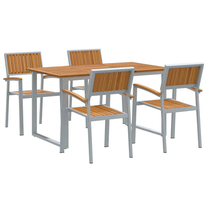 vidaXL Garden Dining Set 5 pcs Grey Solid Acacia Wood 2
