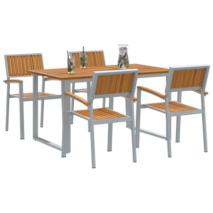 vidaXL Garden Dining Set 5 pcs Grey Solid Acacia Wood 3