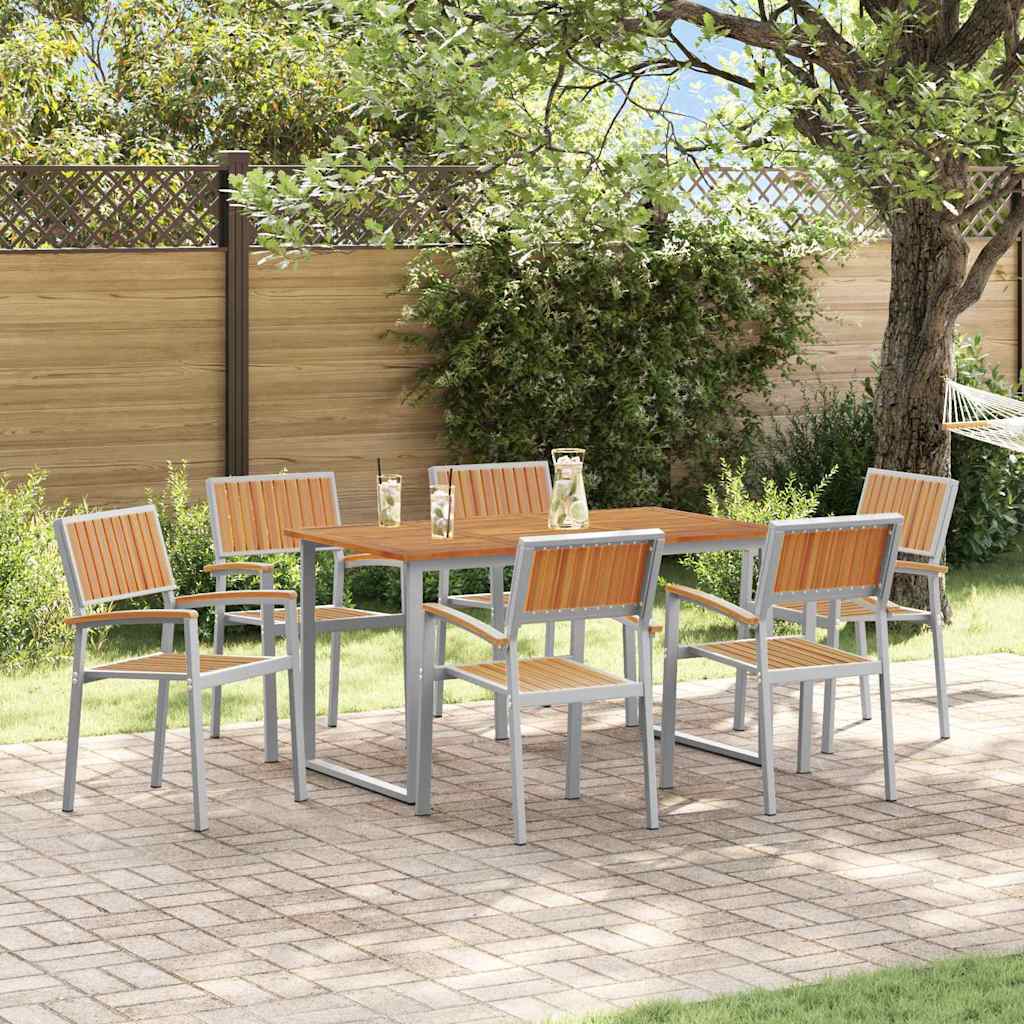 vidaXL Garden Dining Set 7 pcs Grey Solid Acacia Wood 1
