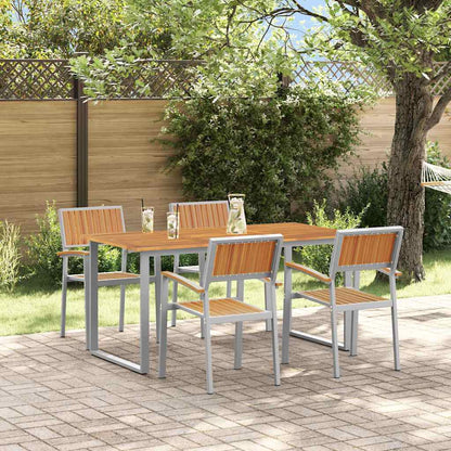 vidaXL Garden Dining Set 5 pcs Grey Solid Acacia Wood 1