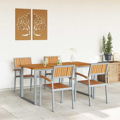 vidaXL Garden Dining Set 5 pcs Grey Solid Acacia Wood 4