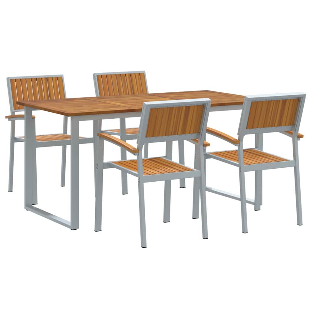 vidaXL Garden Dining Set 5 pcs Grey Solid Acacia Wood 2