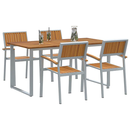 vidaXL Garden Dining Set 5 pcs Grey Solid Acacia Wood 3