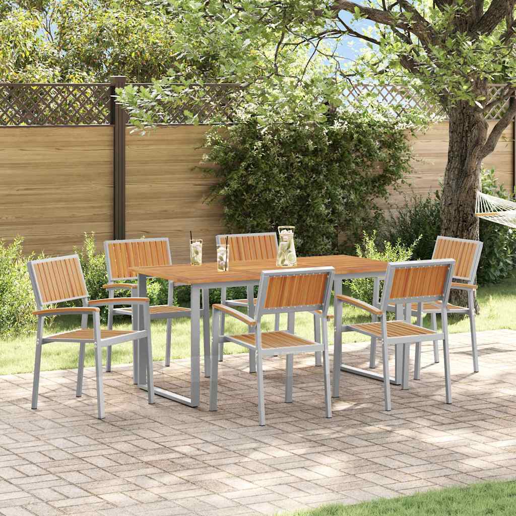 vidaXL Garden Dining Set 7 pcs Grey Solid Acacia Wood 1