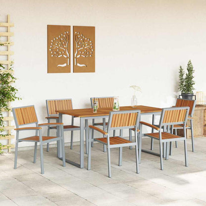 vidaXL Garden Dining Set 7 pcs Grey Solid Acacia Wood 4