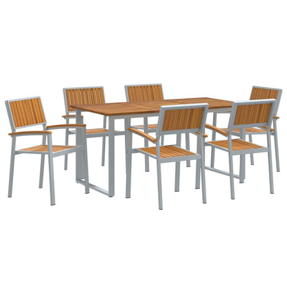 vidaXL Garden Dining Set 7 pcs Grey Solid Acacia Wood 2