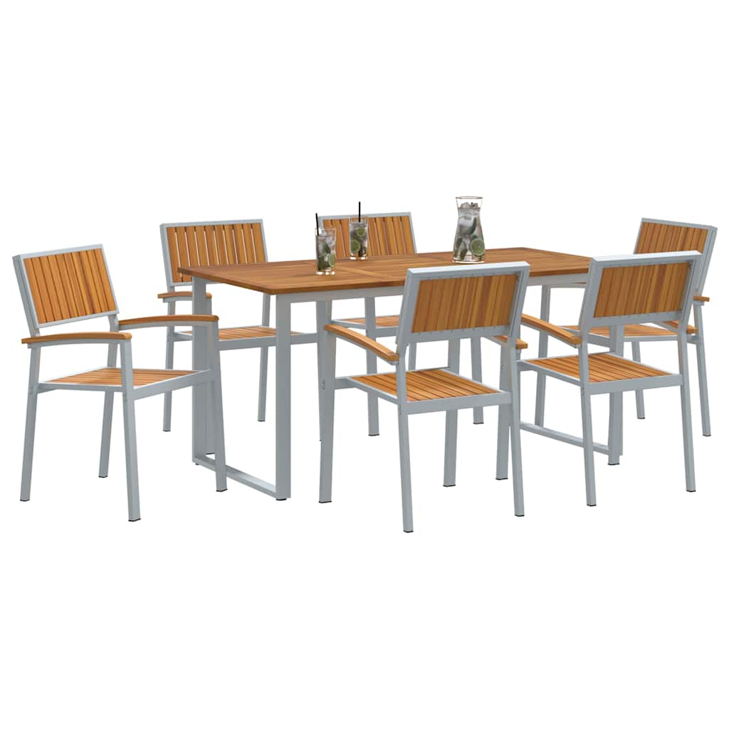 vidaXL Garden Dining Set 7 pcs Grey Solid Acacia Wood 3