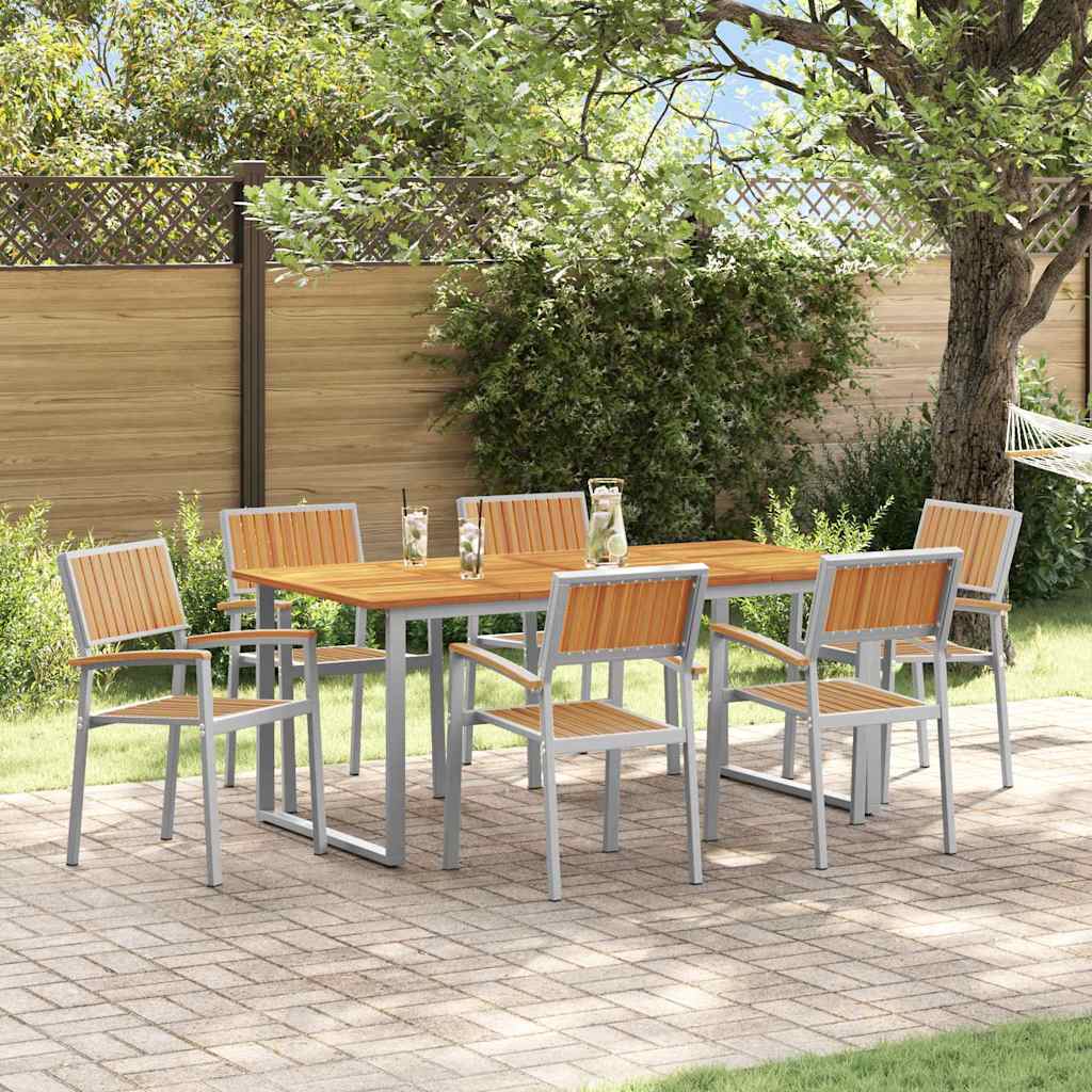 vidaXL Garden Dining Set 7 pcs Grey Solid Acacia Wood 1