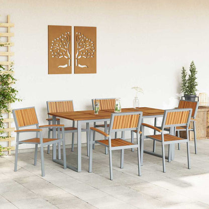 vidaXL Garden Dining Set 7 pcs Grey Solid Acacia Wood 4