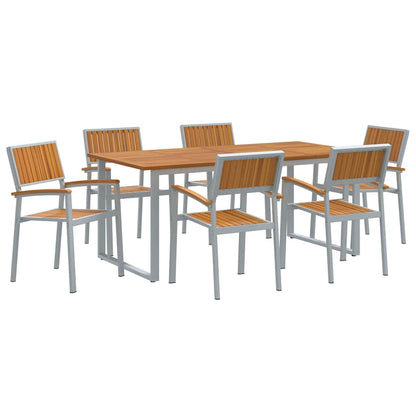 vidaXL Garden Dining Set 7 pcs Grey Solid Acacia Wood 2