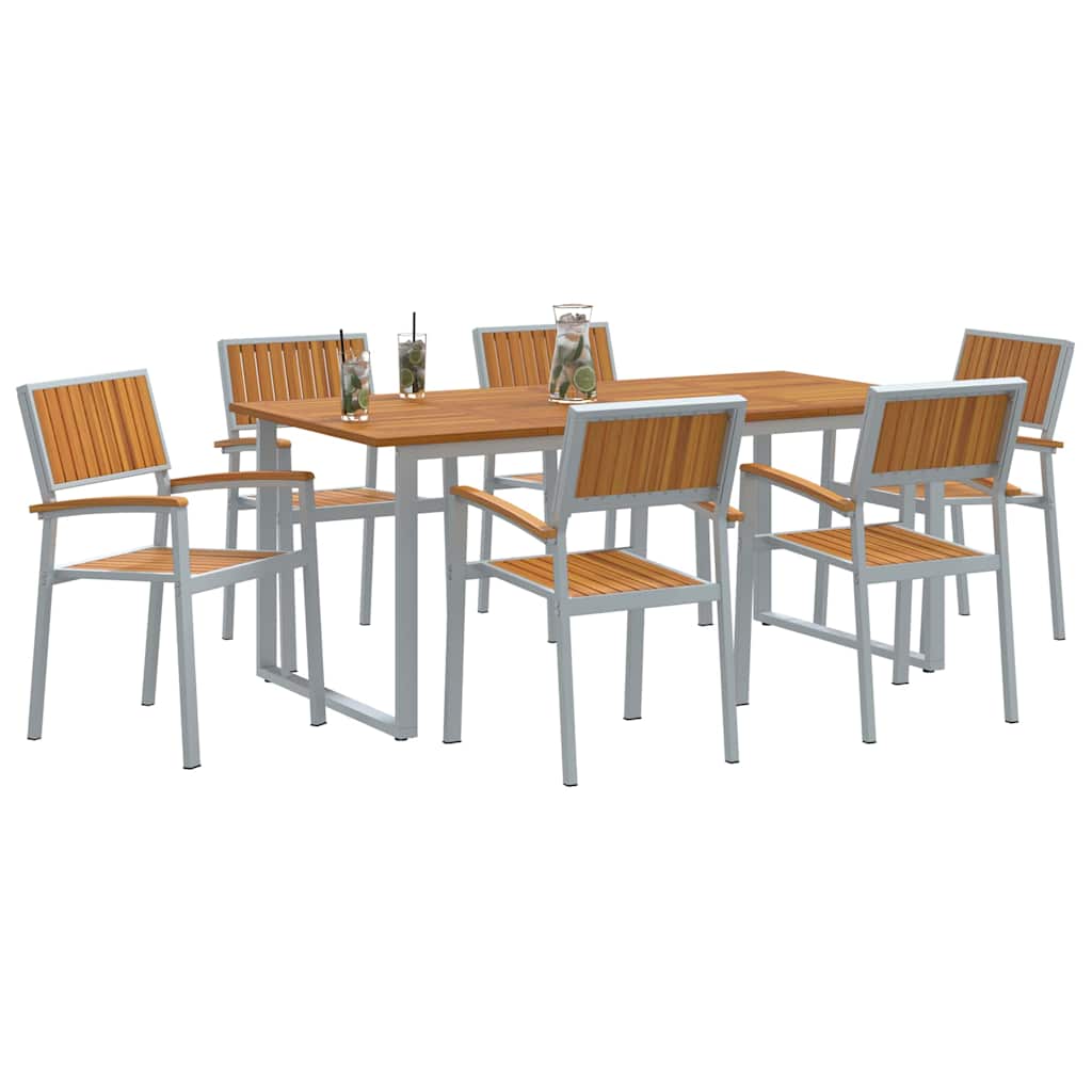 vidaXL Garden Dining Set 7 pcs Grey Solid Acacia Wood 3