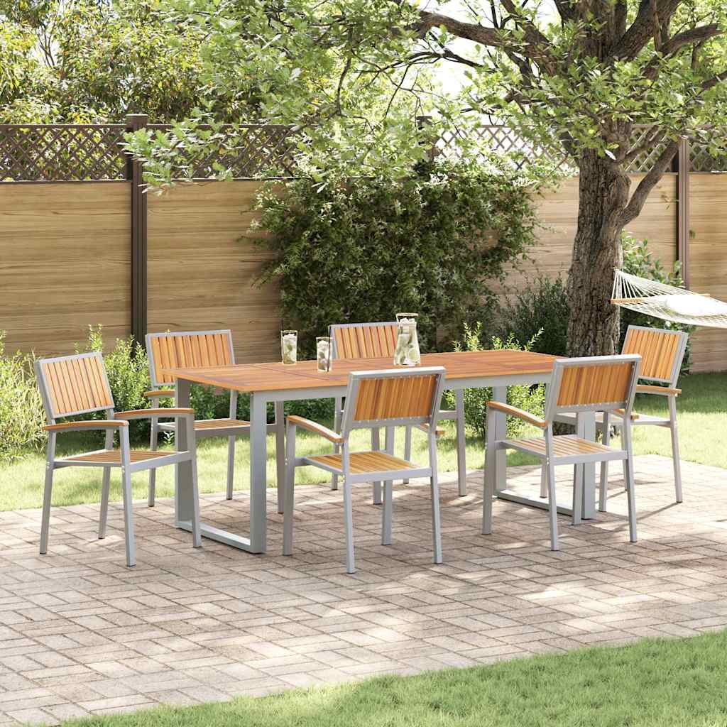 vidaXL Garden Dining Set 7 pcs Grey Solid Acacia Wood 1