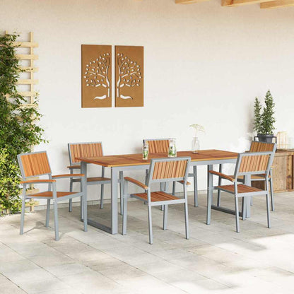 vidaXL Garden Dining Set 7 pcs Grey Solid Acacia Wood 4