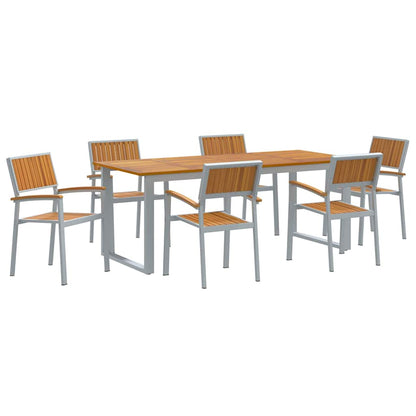 vidaXL Garden Dining Set 7 pcs Grey Solid Acacia Wood 2