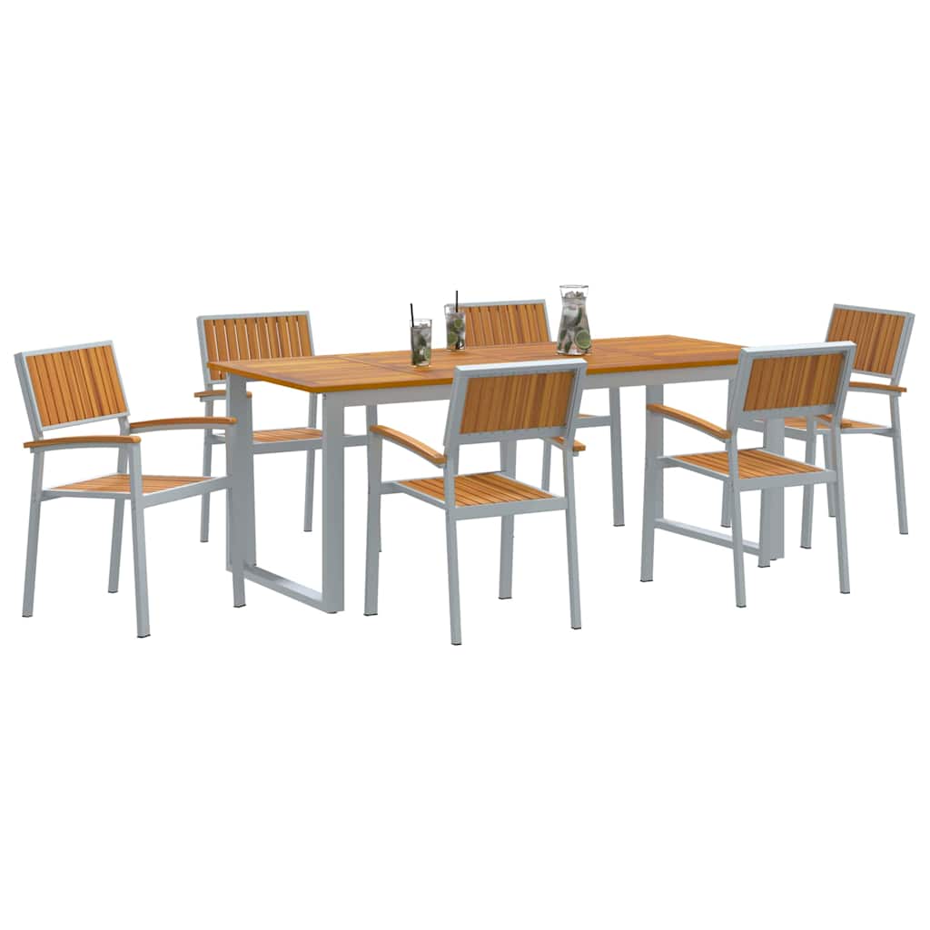 vidaXL Garden Dining Set 7 pcs Grey Solid Acacia Wood 3