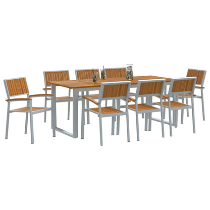 vidaXL Garden Dining Set 9 pcs Grey Solid Acacia Wood 3