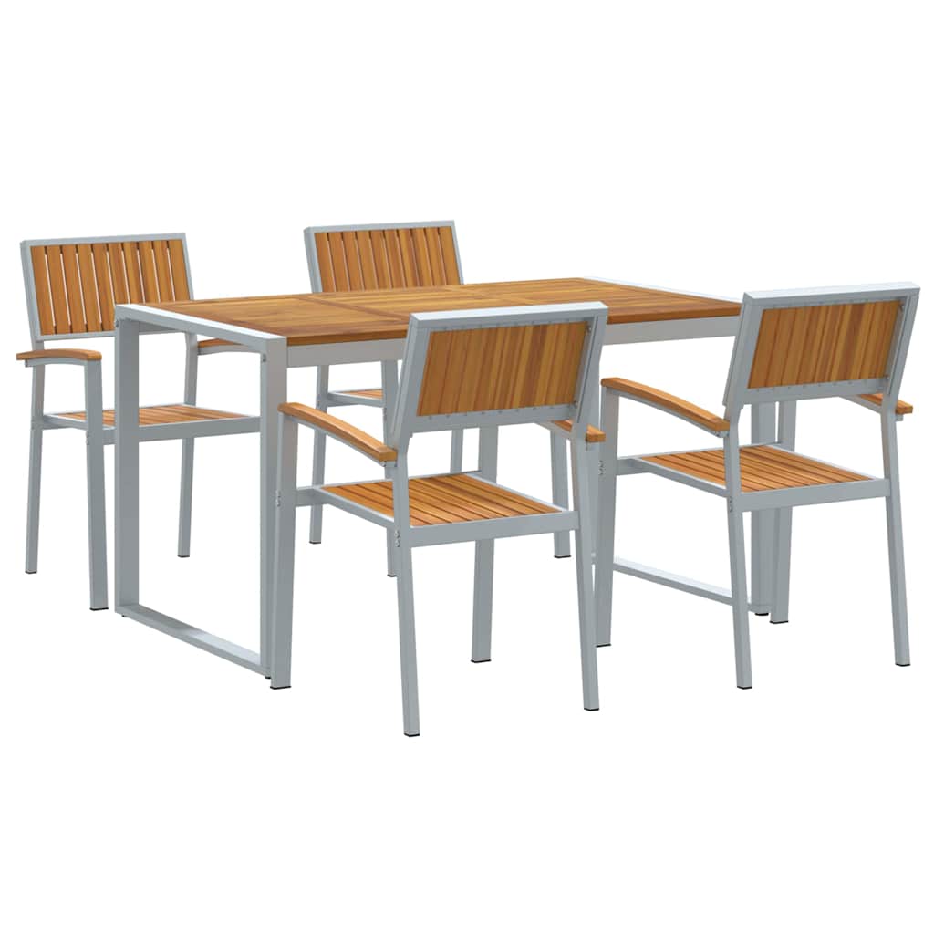 vidaXL Garden Dining Set 5 pcs Grey Solid Acacia Wood 2