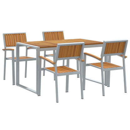 vidaXL Garden Dining Set 5 pcs Grey Solid Acacia Wood 2