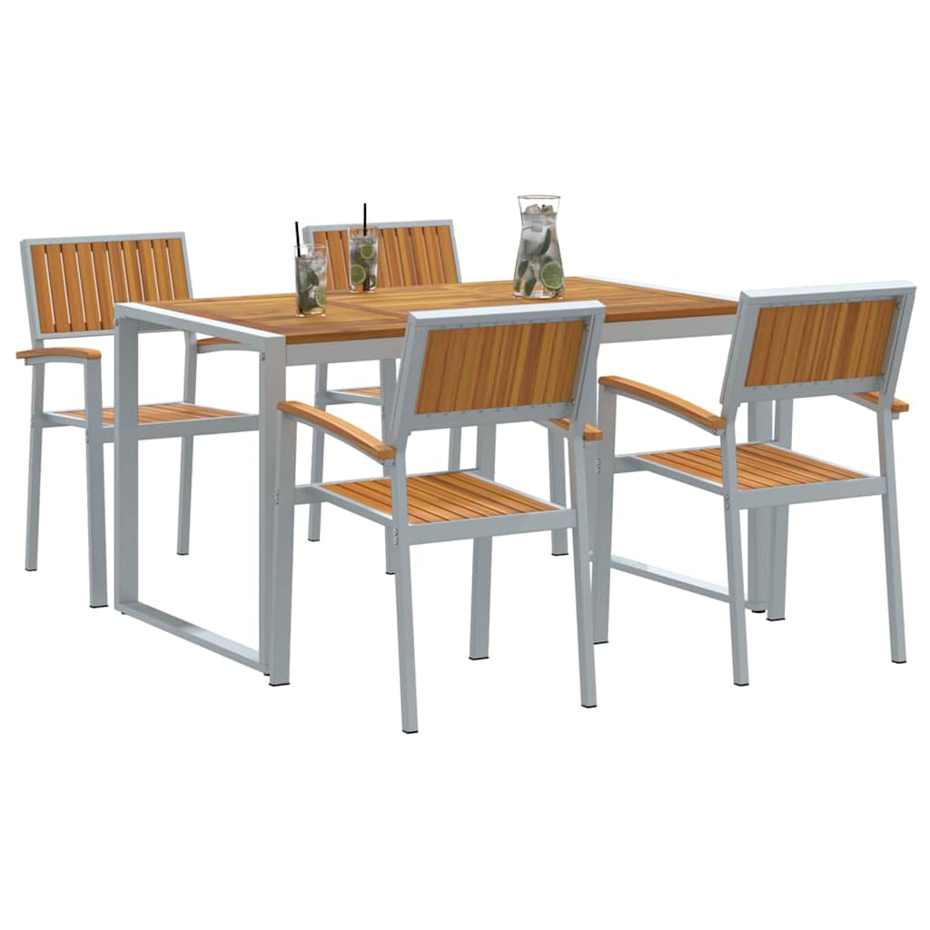 vidaXL Garden Dining Set 5 pcs Grey Solid Acacia Wood 3