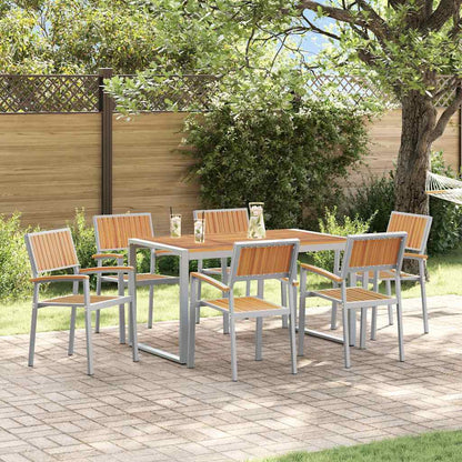 vidaXL Garden Dining Set 7 pcs Grey Solid Acacia Wood 1