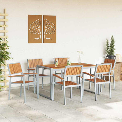 vidaXL Garden Dining Set 7 pcs Grey Solid Acacia Wood 4
