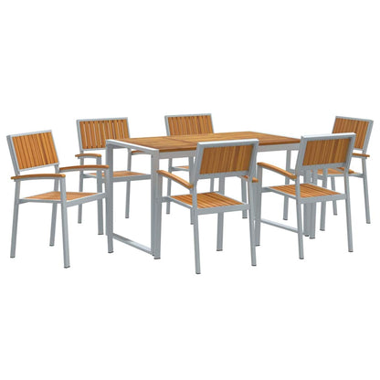 vidaXL Garden Dining Set 7 pcs Grey Solid Acacia Wood 2