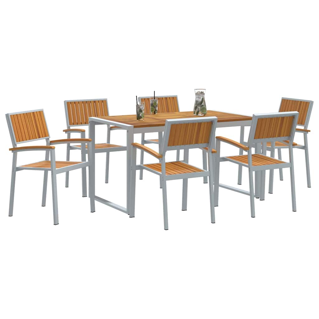 vidaXL Garden Dining Set 7 pcs Grey Solid Acacia Wood 3