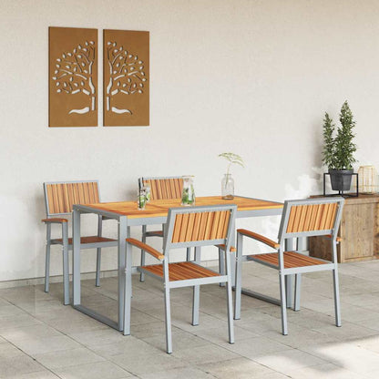 vidaXL Garden Dining Set 5 pcs Grey Solid Acacia Wood 4