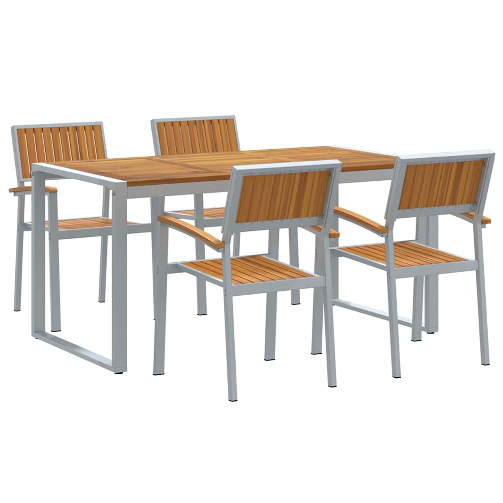 vidaXL Garden Dining Set 5 pcs Grey Solid Acacia Wood 2