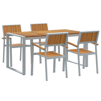 vidaXL Garden Dining Set 5 pcs Grey Solid Acacia Wood 2