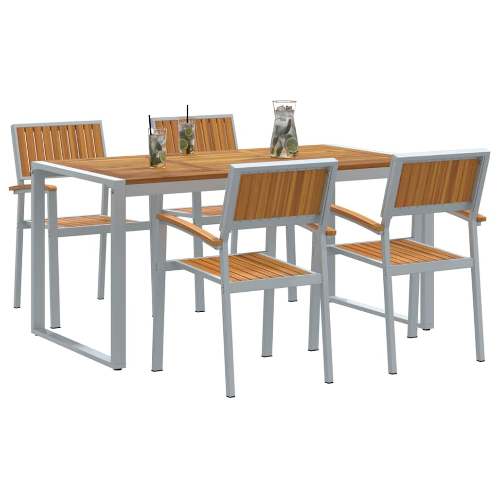 vidaXL Garden Dining Set 5 pcs Grey Solid Acacia Wood 3