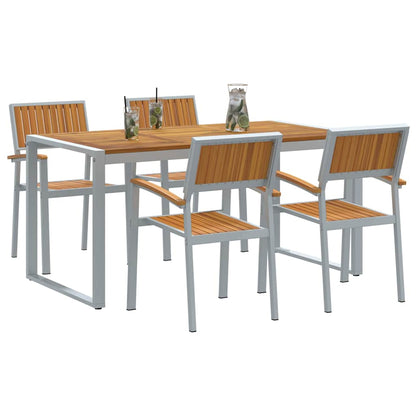 vidaXL Garden Dining Set 5 pcs Grey Solid Acacia Wood 3