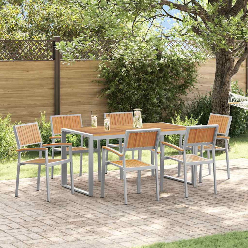 vidaXL Garden Dining Set 7 pcs Grey Solid Acacia Wood