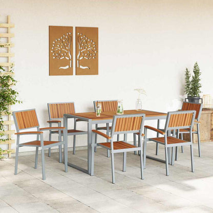vidaXL Garden Dining Set 7 pcs Grey Solid Acacia Wood 4