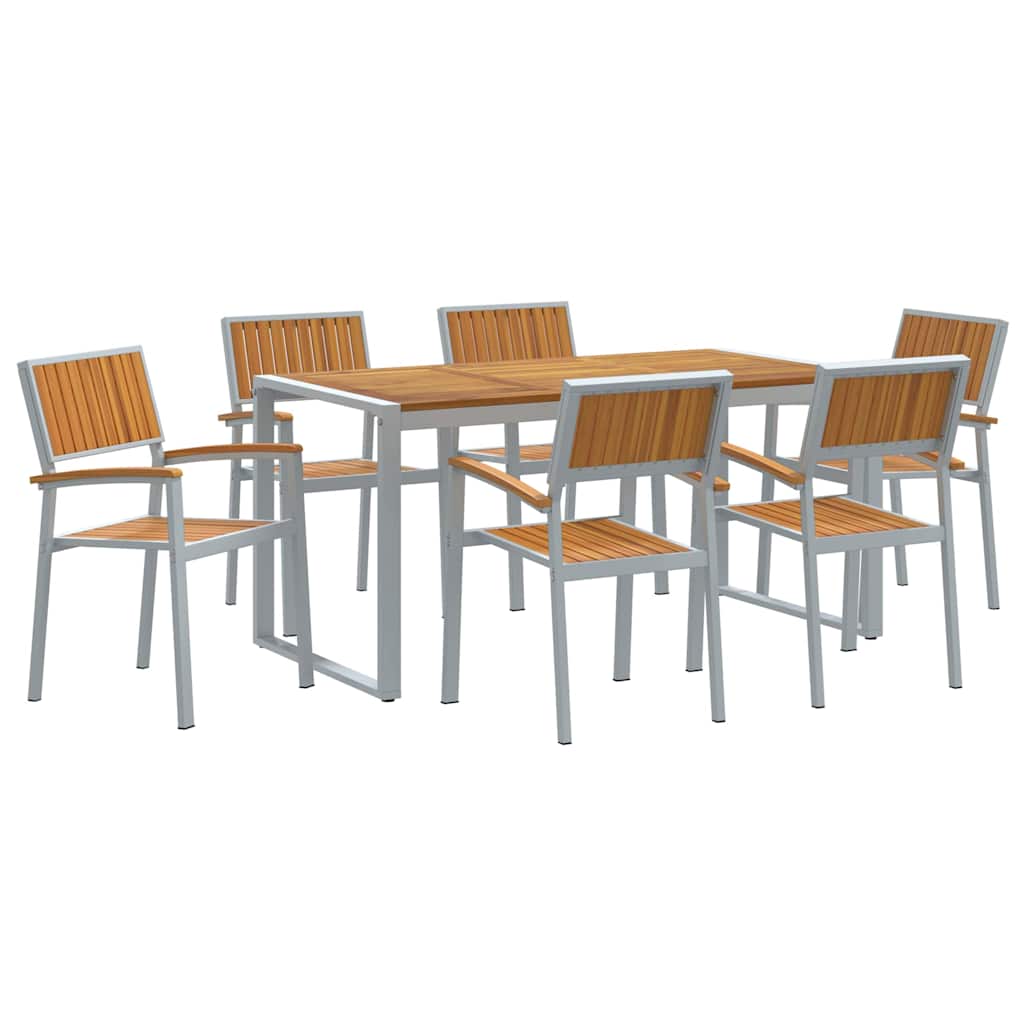vidaXL Garden Dining Set 7 pcs Grey Solid Acacia Wood 2