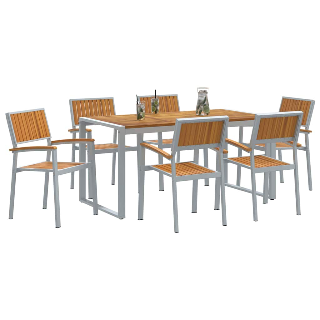 vidaXL Garden Dining Set 7 pcs Grey Solid Acacia Wood 3